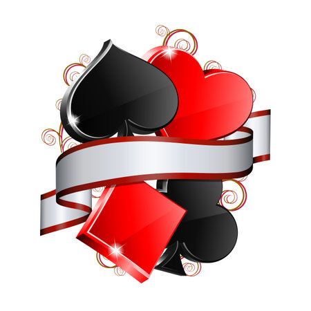3d Suit of playing cards. Casino games, cards, web banner.のイラスト素材