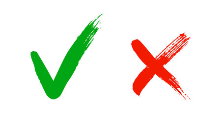 Check Marks painted with a brush, isolated on white. Grunge checkmarks.のイラスト素材