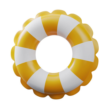 Yellow Swim ring - Inflatable rubber toy for water and beach or trip safety.のイラスト素材