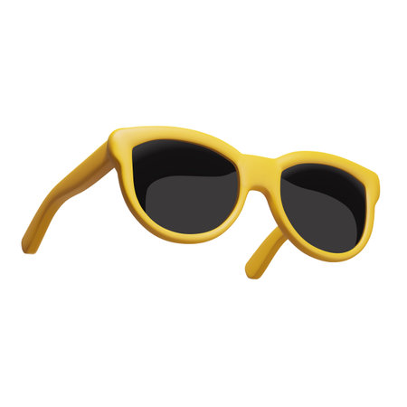 Realistic 3d yellow sunglasses on white background. Summertime object. Vector illustration.のイラスト素材