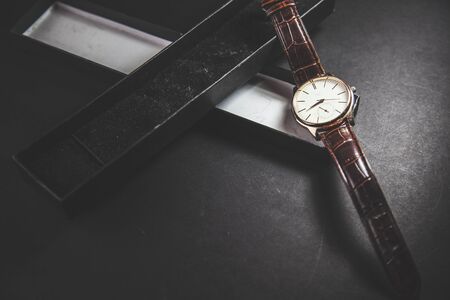 men watch in a gift boxの写真素材