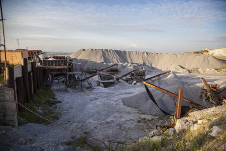 Working at gravel sand mine plant