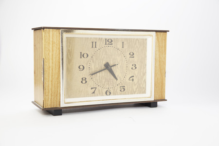 old wooden  clock on white background