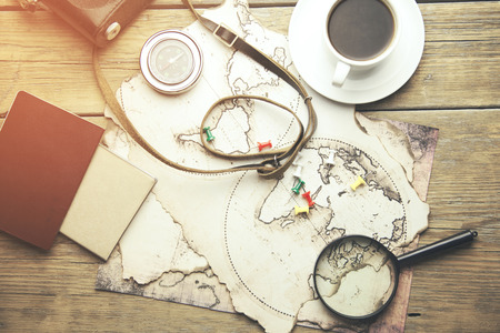 Preparation for travel concept on table