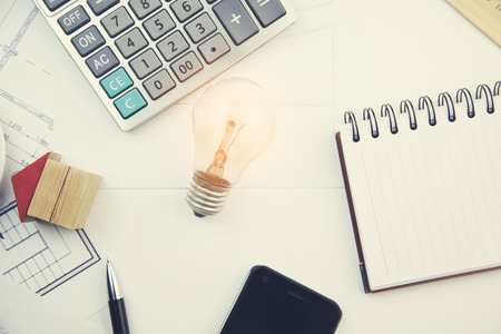 New idea.Working table.Concept real estateの写真素材