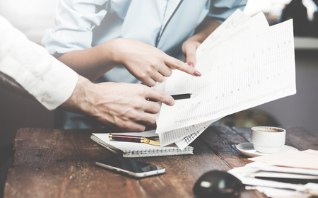 Close up of business people at meetingの写真素材