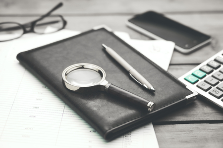 different office items on the tableの写真素材