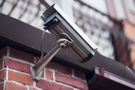 security cameras on streetの写真素材