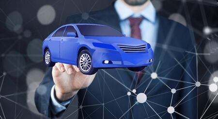 man hand car