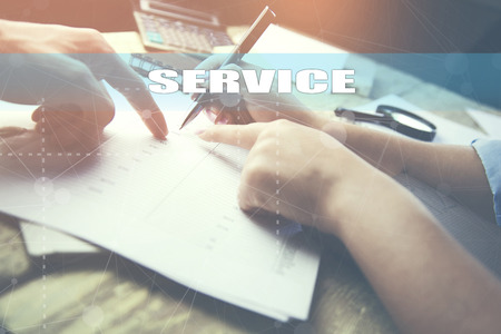 Team meeting. man and woman  working in serviceの写真素材