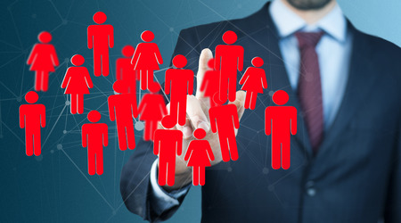 man hand team work in the screenの写真素材