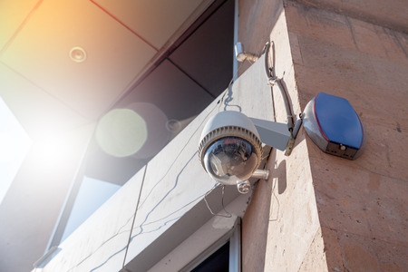 security surveillance CCTV video cameras in street