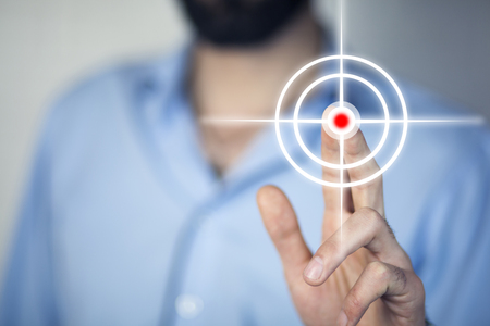 Hand touch virtual icon social networkの写真素材