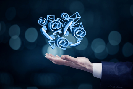 young man hand business concept in screenの写真素材