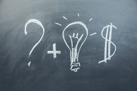Hand sketching equation of idea for business success
