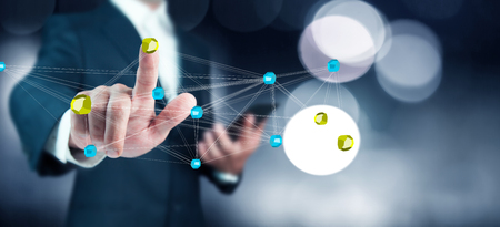 Image of male hand virtual icon of social networkの写真素材