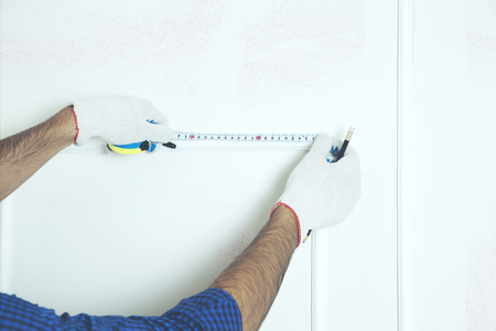 The master repairs the room in the apartmentの写真素材