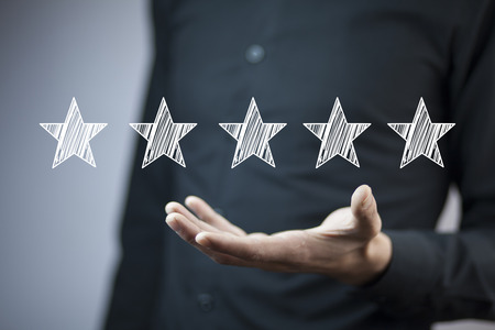 man hand star icon in the screen