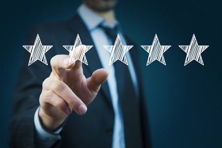 man hand star icon in the screen