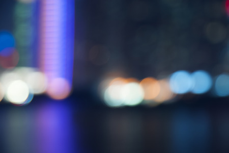 Defocused street lights bokeh background of the night cityの写真素材
