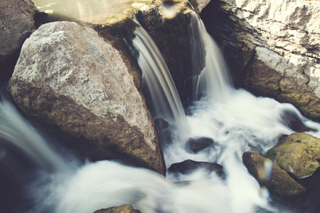 Shaki waterfall with rock in Armeniaの写真素材