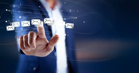 man hand message sign in the  screen