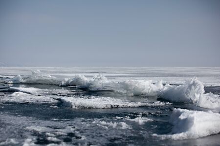 ice in lake in winter