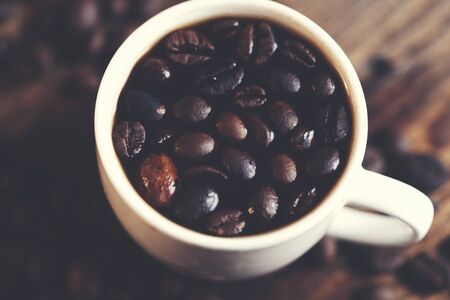 coffee granules on cup on table