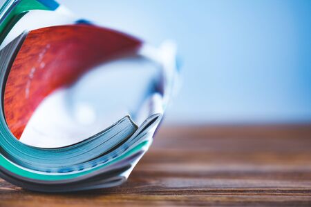 books  on the wooden  tableの写真素材