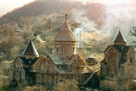 Goshavank church in autumn in Armeniaの写真素材