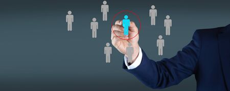 man hand social network interfaceの写真素材