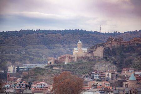 church in Tbilisi under skyの写真素材