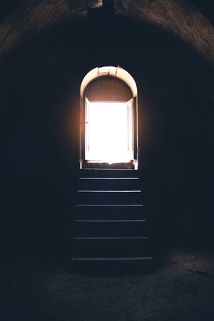church open door and lightの写真素材