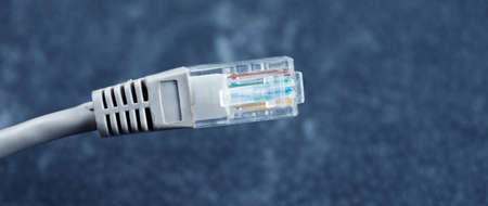 white cabel on the abstract blue background