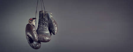 black box gloves on gray background