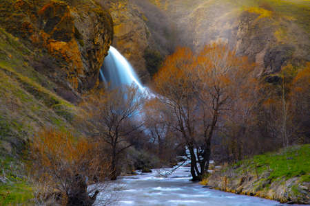 river and waterfall in mountain in Armenia