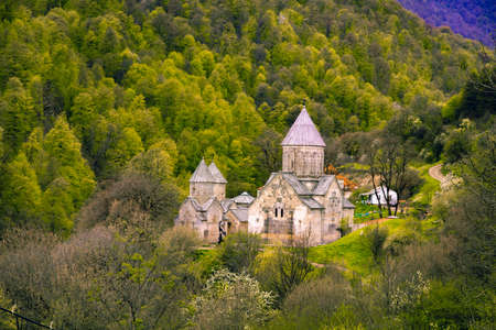 Haghartsin church in Armenia in the spring
