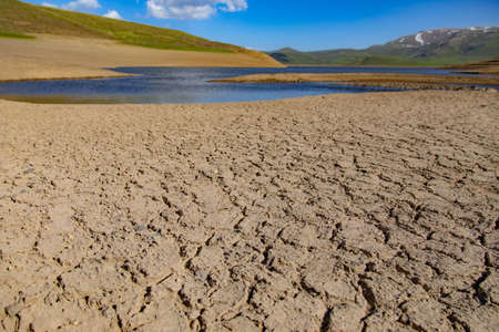 Spandaryan Reservoir in Armenia under blue sky background