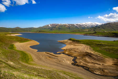 Spandaryan Reservoir in Armenia under blue sky background