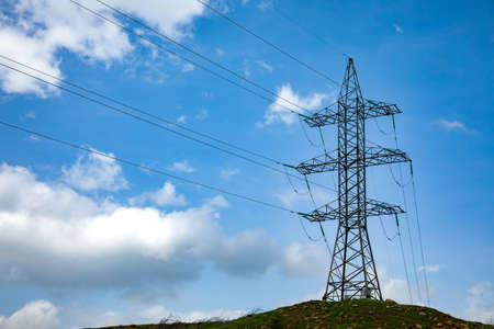 Tower electric on the abstract sky background