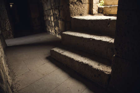 the stairs in an old church background