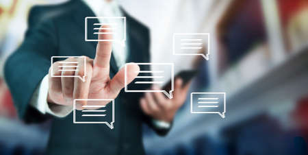 man with sms sign in the screen