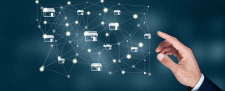 man touching real estate concept in the screenの写真素材