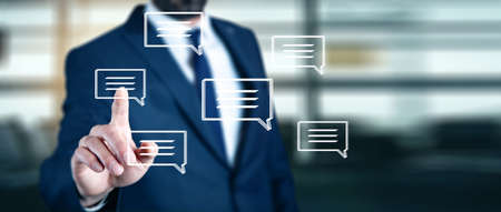 man with sms sign in the screen