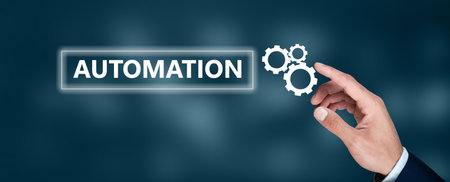 man touching automation text in the screen