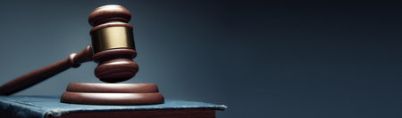wooden judge on book on the desk.