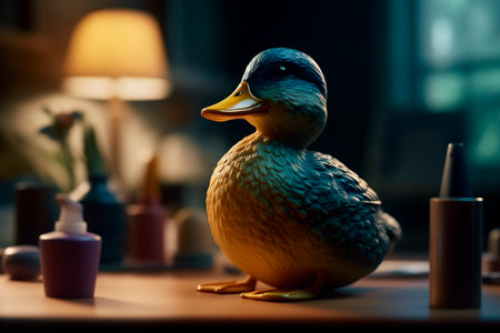 Cute little duck in the room. Generative AI illustratorの素材