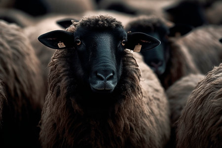 Gray sheep in the herd. Generative AI illustratorの素材