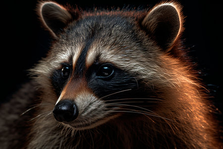 Wild raccoon in the forest. Generative AI illustratorの素材