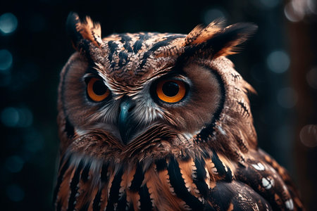 Owl in the forest. Generative AI illustratorの素材